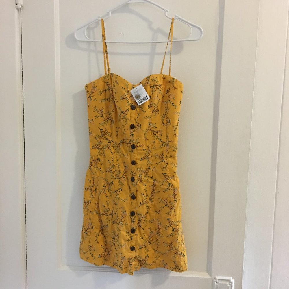 linen mini dress with boning bustier/corset style